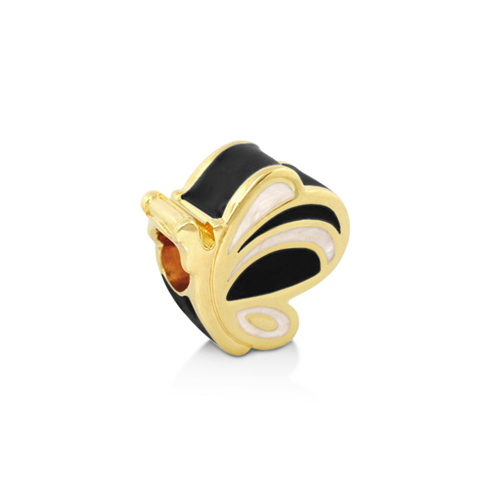 Gabriella Beads Butterfly bead charm by Lauren G Adams in gold-tone with black and white enamel on Tampa Home & Garden Store