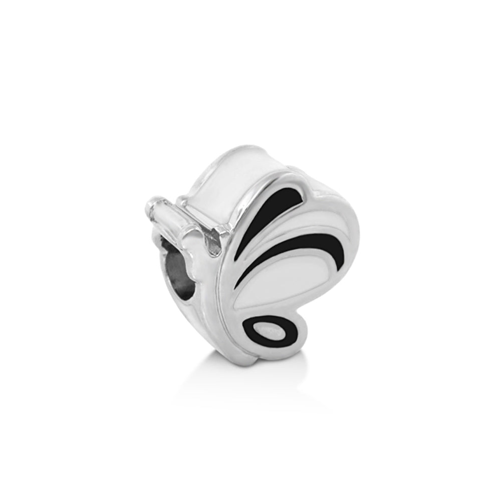 Gabriella Beads Butterfly bead charm in silver with black enamel accents by Lauren G Adams on Tampa Home & Garden Store