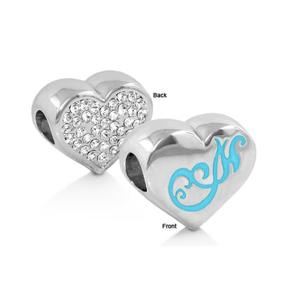 Gabriella Pave Heart Charms, pair with crystal back and monogram front, Lauren G Adams on Tampa Home & Garden Store