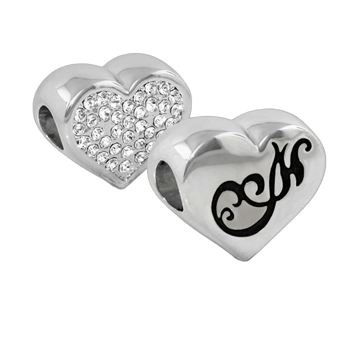 Gabriella Beads Pave Heart charm set with pavé heart and scripted disc, Lauren G Adams on Tampa Home & Garden Store