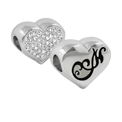Gabriella Beads Pave Heart charm set with pavé heart and scripted disc, Lauren G Adams on Tampa Home & Garden Store