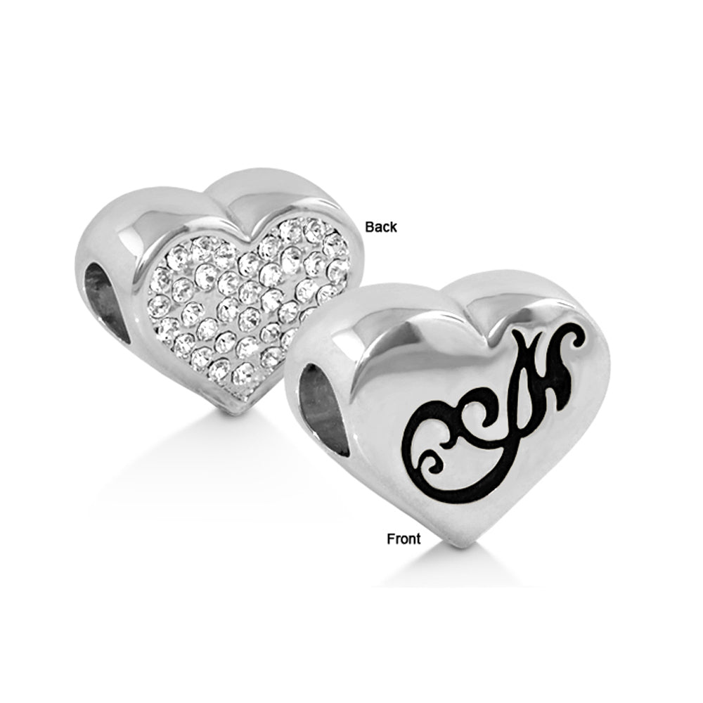 Gabriella Beads Pave Heart charm pair by Lauren G Adams, silver hearts with pave back on Tampa Home & Garden Store