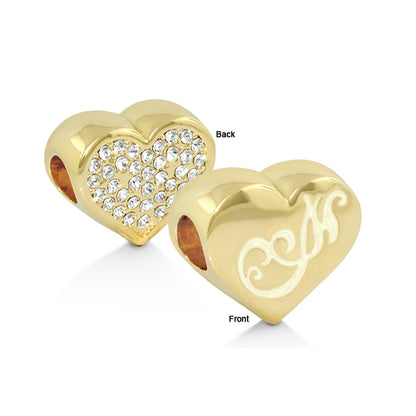 Gabriella Beads Pave Heart charms pair gold tone, monogram front, crystal back by Lauren G Adams on Tampa Home & Garden Store