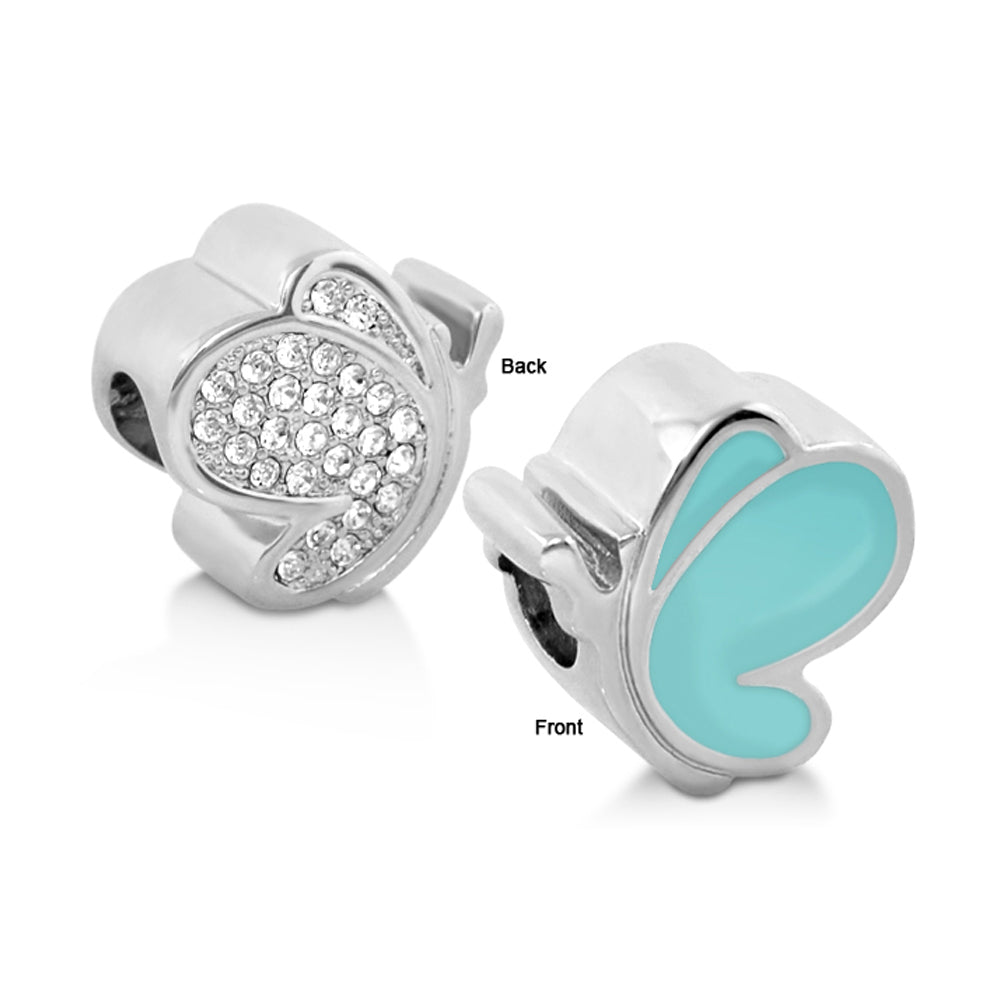 Gabriella Beads Pave Butterfly charm by Lauren G Adams, turquoise heart front on Tampa Home & Garden Store