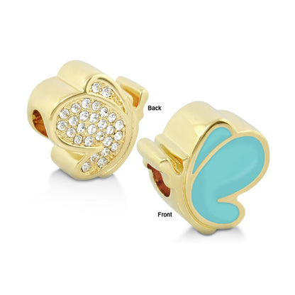 Gabriella Pave Butterfly charm by Lauren G Adams; gold-tone turquoise heart front pavé back on Tampa Home & Garden Store