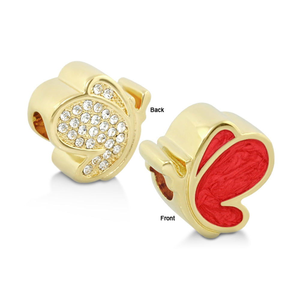 Gabriella Beads Pave Butterfly charm gold with pave back red enamel front Lauren G Adams on Tampa Home & Garden Store