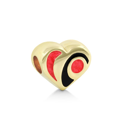 Gabriella Beads enamel heart charm for bracelets gold tone with red and black enamel accents on Tampa Home & Garden Store