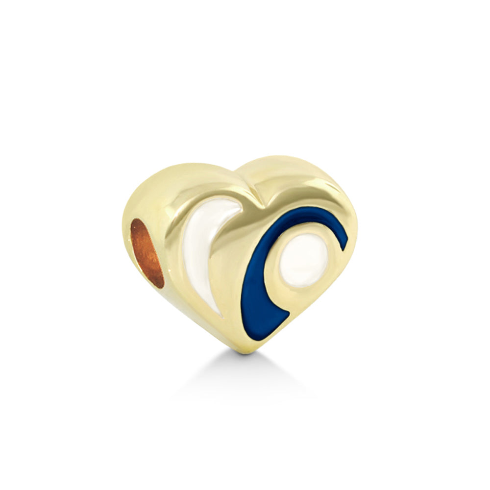 Gabriella Beads enamel heart charm bead, goldtone with blue enamel accents by Lauren G Adams on Tampa Home & Garden Store