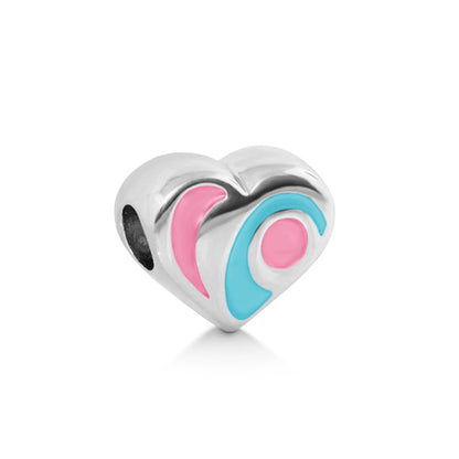 Gabriella Beads enamel heart charm pink turquoise enamel silver tone for bracelets on Tampa Home & Garden Store