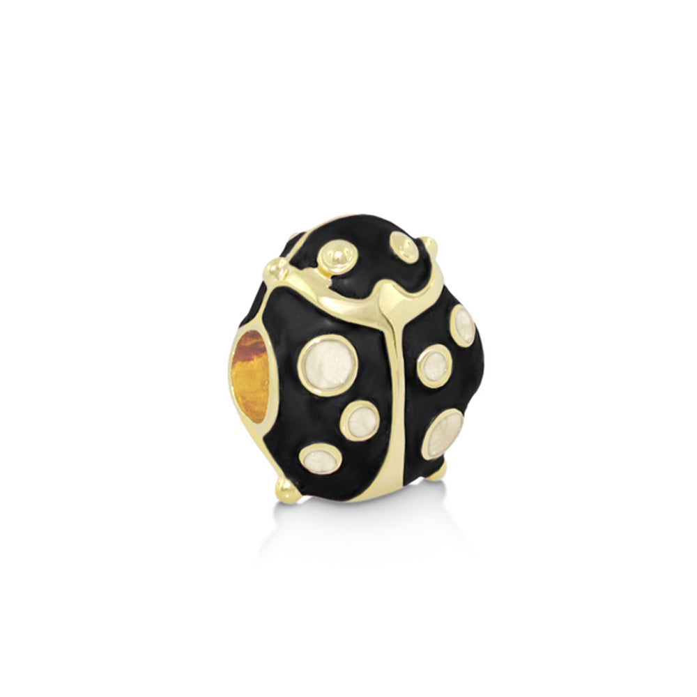 Gabriella Beads Ladybug charm black enamel with gold-tone trim, spots, Lauren G Adams Charms on Tampa Home & Garden Store