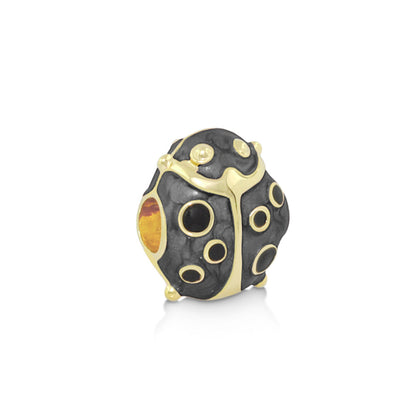 Gabriella Beads Ladybug charm, black textured body with gold detailing, Lauren G Adams on Tampa Home & Garden Store