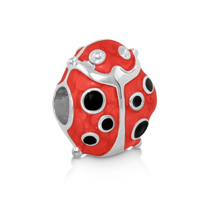 Gabriella Beads Ladybug charm bead, red enamel with silver-tone trim, Lauren G Adams on Tampa Home & Garden Store