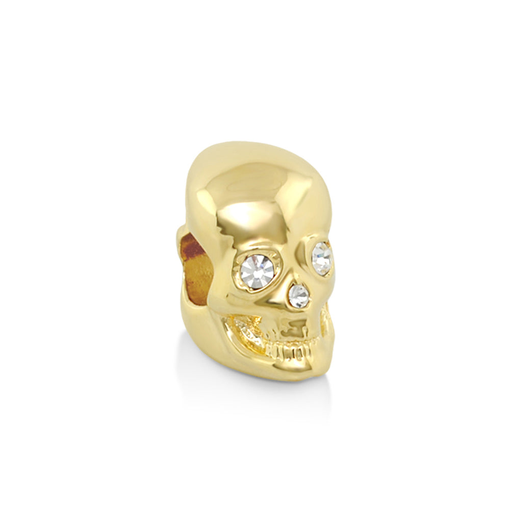 Gabriella Beads Skull charm, gold-tone skull with crystal rhinestones on Tampa Home & Garden Store