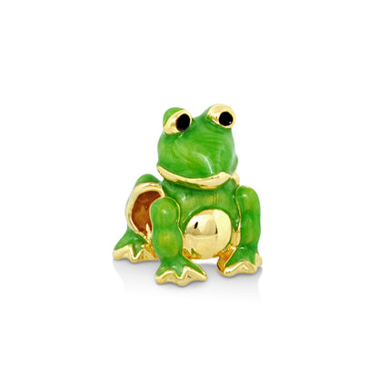 Gabriella Beads frog charm green enamel with gold accents by Lauren G Adams on Tampa Home & Garden Store
