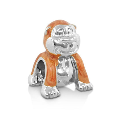 Gabriella Beads Monkey charm by Lauren G Adams, orange coat, silver body bead on Tampa Home & Garden Store