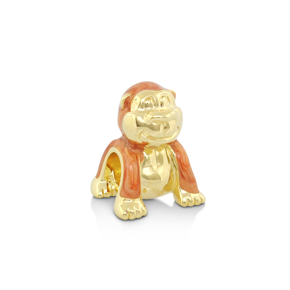 Gabriella Beads Monkey charm in gold-tone with orange enamel limbs by Lauren G Adams on Tampa Home & Garden Store