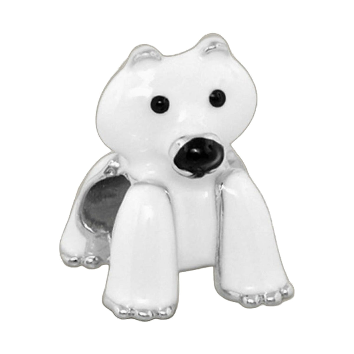 Gabriella Beads Polar Bear charm white enamel with black eyes by Lauren G Adams on Tampa Home & Garden Store