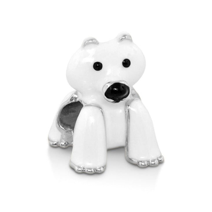 Gabriella Beads polar bear charm in white enamel with silver-tone accents by Lauren G Adams on Tampa Home & Garden Store
