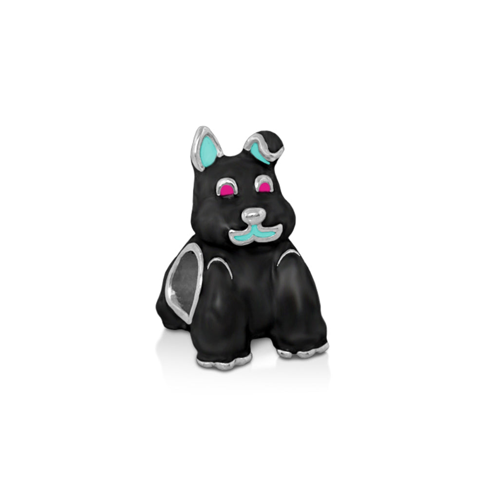 Gabriella Beads Bunny bead charm in black with turquoise ears and pink eyes by Lauren G Adams on Tampa Home & Garden Store
