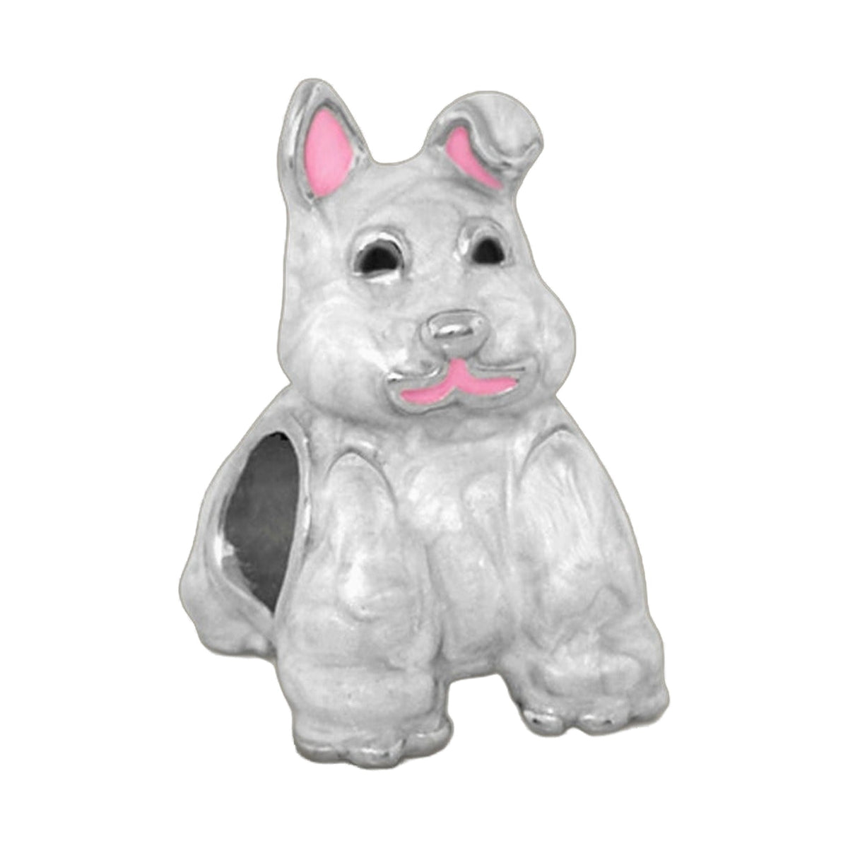 Gabriella Beads Bunny bead charm by Lauren G Adams in silver with pink ears on Tampa Home & Garden Store