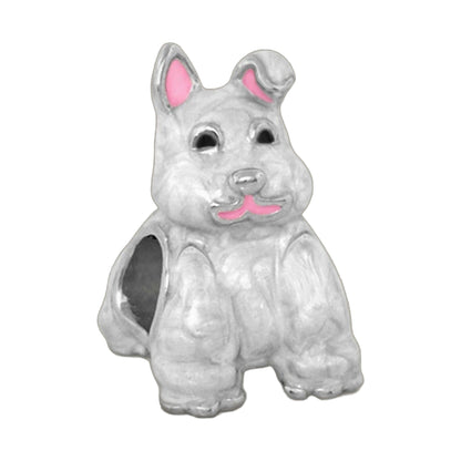 Gabriella Beads Bunny bead charm by Lauren G Adams in silver with pink ears on Tampa Home & Garden Store