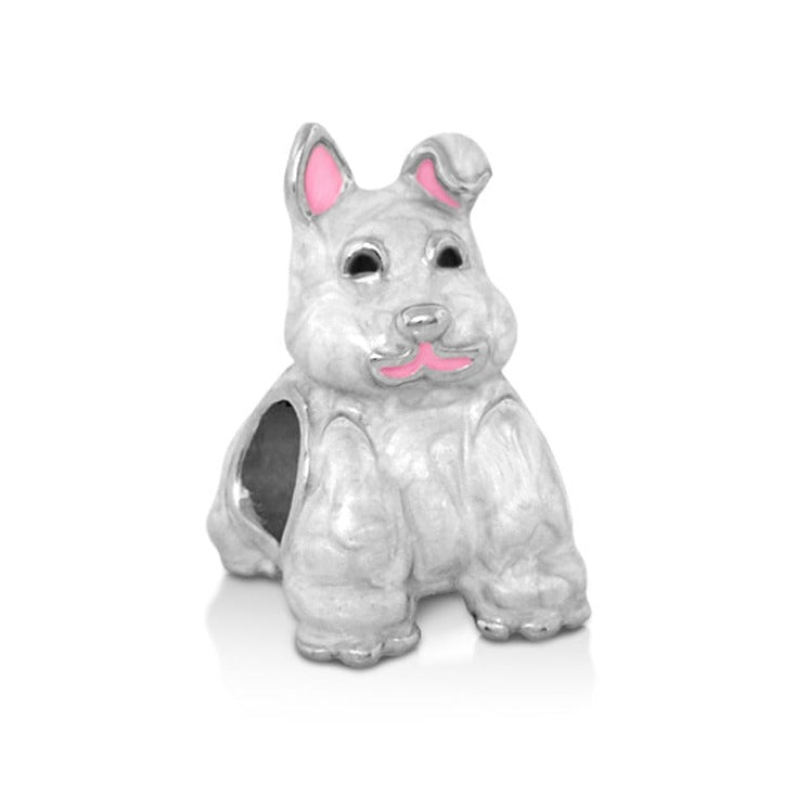 Gabriella Beads Bunny charm bead silver-tone with pink enamel ears Lauren G Adams on Tampa Home & Garden Store