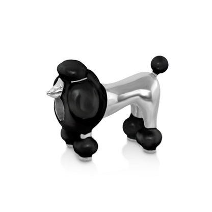 Gabriella Beads Poodle charm bead in black and white with silver accents on Tampa Home & Garden Store