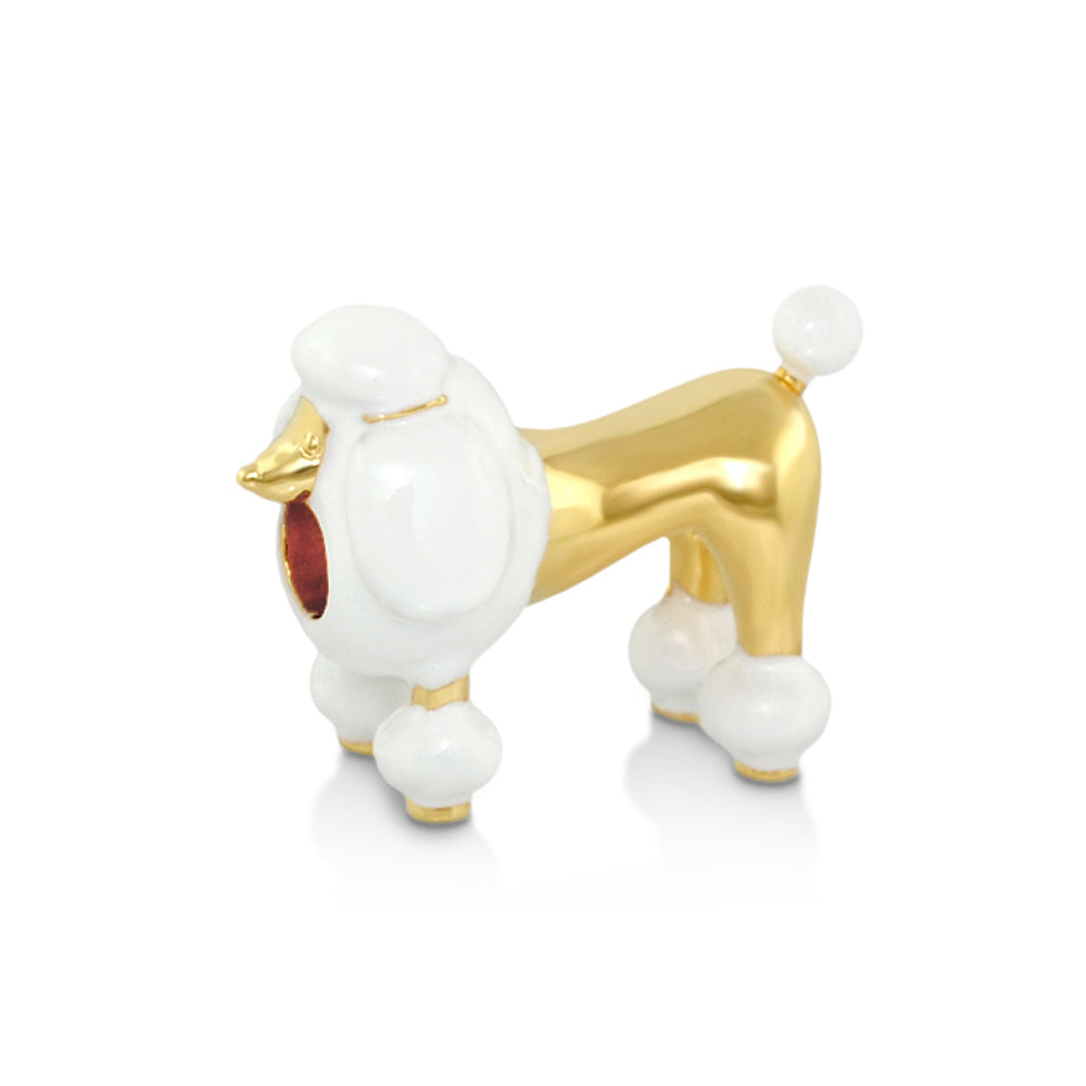 Gabriella Beads Poodle charm, white enamel head and paws on gold-tone body on Tampa Home & Garden Store