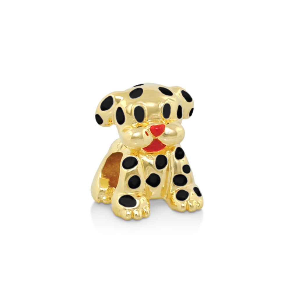 Gabriella Beads puppy charm, goldtone with black enamel spots for Lauren G Adams bracelets on Tampa Home & Garden Store