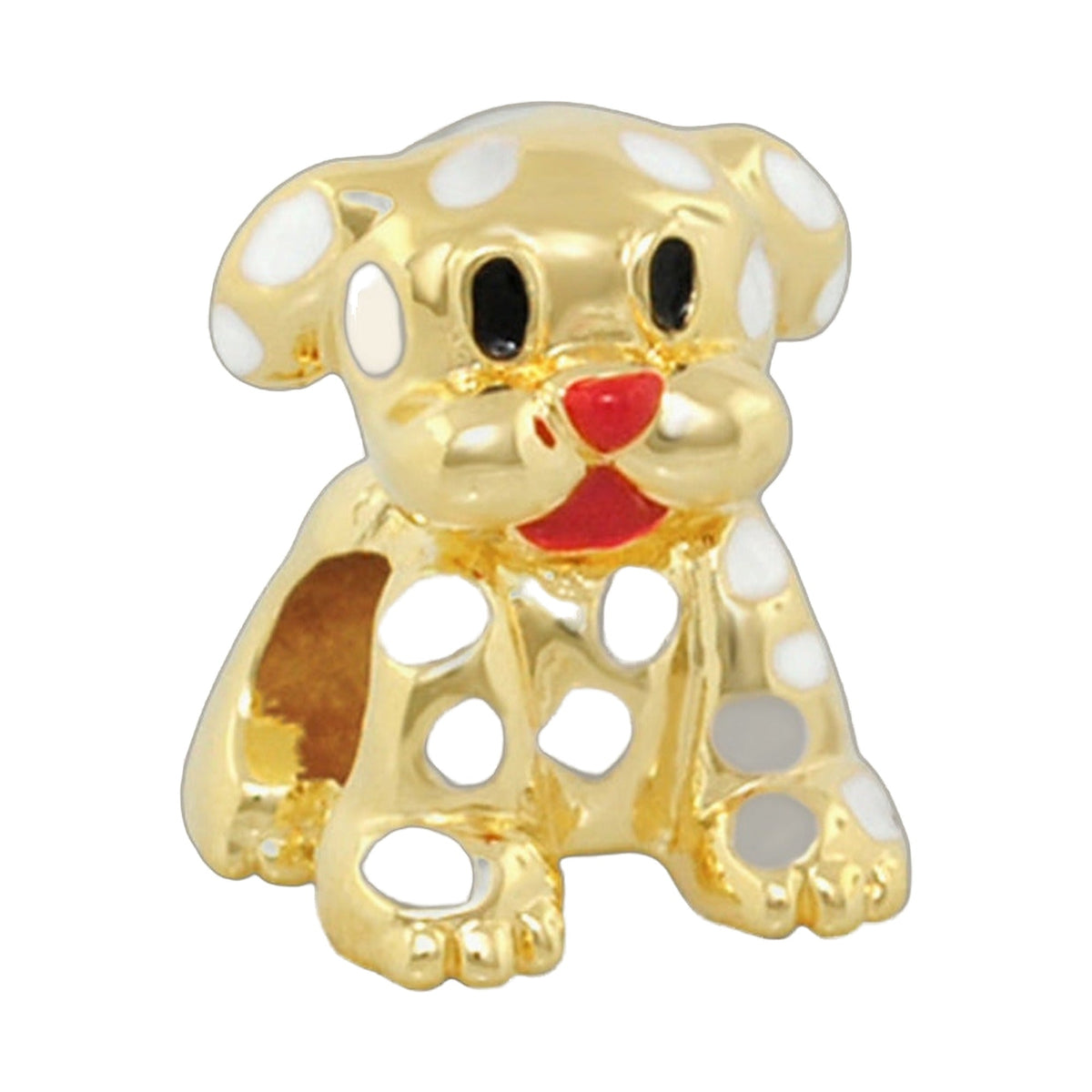 Gabriella Beads Puppy charm, gold-tone with white spots, red tongue by Lauren G Adams bracelet on Tampa Home & Garden Store