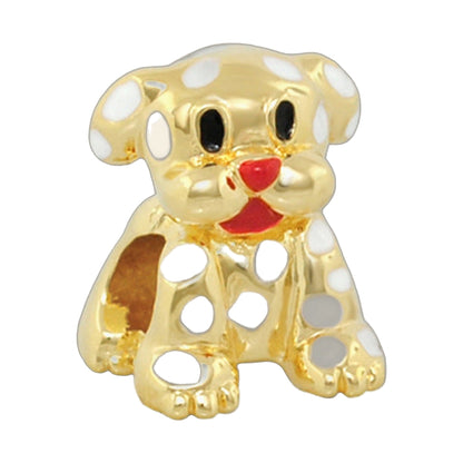 Gabriella Beads Puppy charm, gold-tone with white spots, red tongue by Lauren G Adams bracelet on Tampa Home & Garden Store