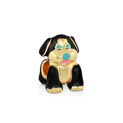 Gabriella Beads Dog charm by Lauren G Adams, gold-tone with black enamel on Tampa Home & Garden Store