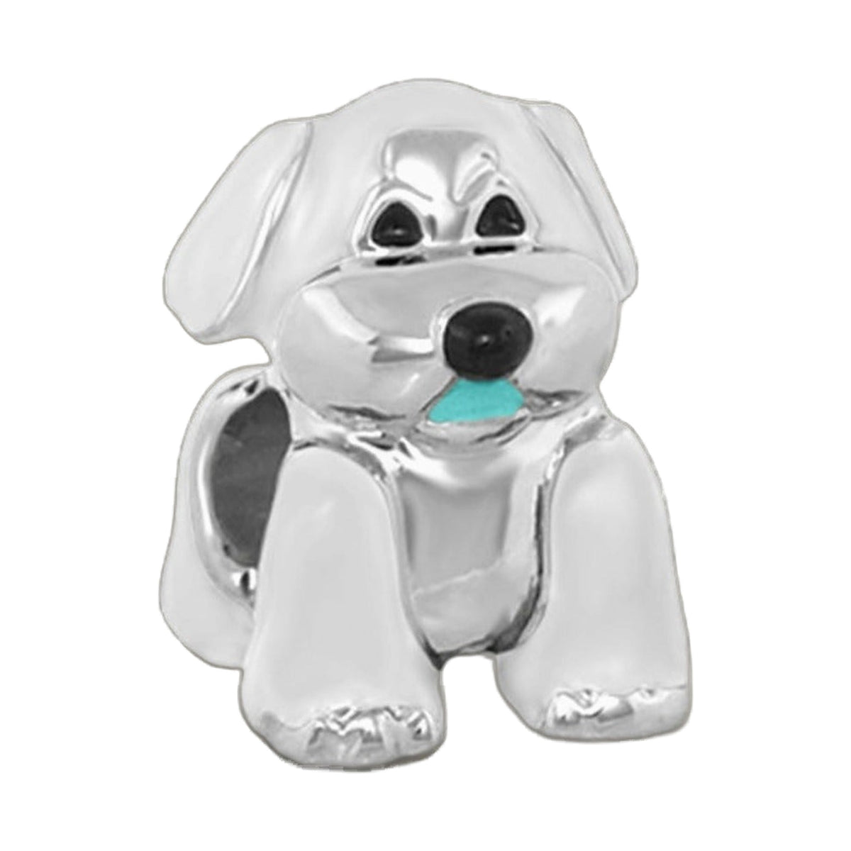 Gabriella Beads Dog charm by Lauren G Adams, silver-tone dog pendant with turquoise collar on Tampa Home & Garden Store