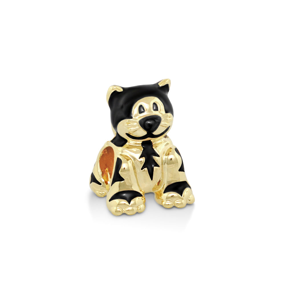 Gabriella Beads Cat bead bracelet charm gold-tone with black enamel details by Lauren G Adams on Tampa Home & Garden Store