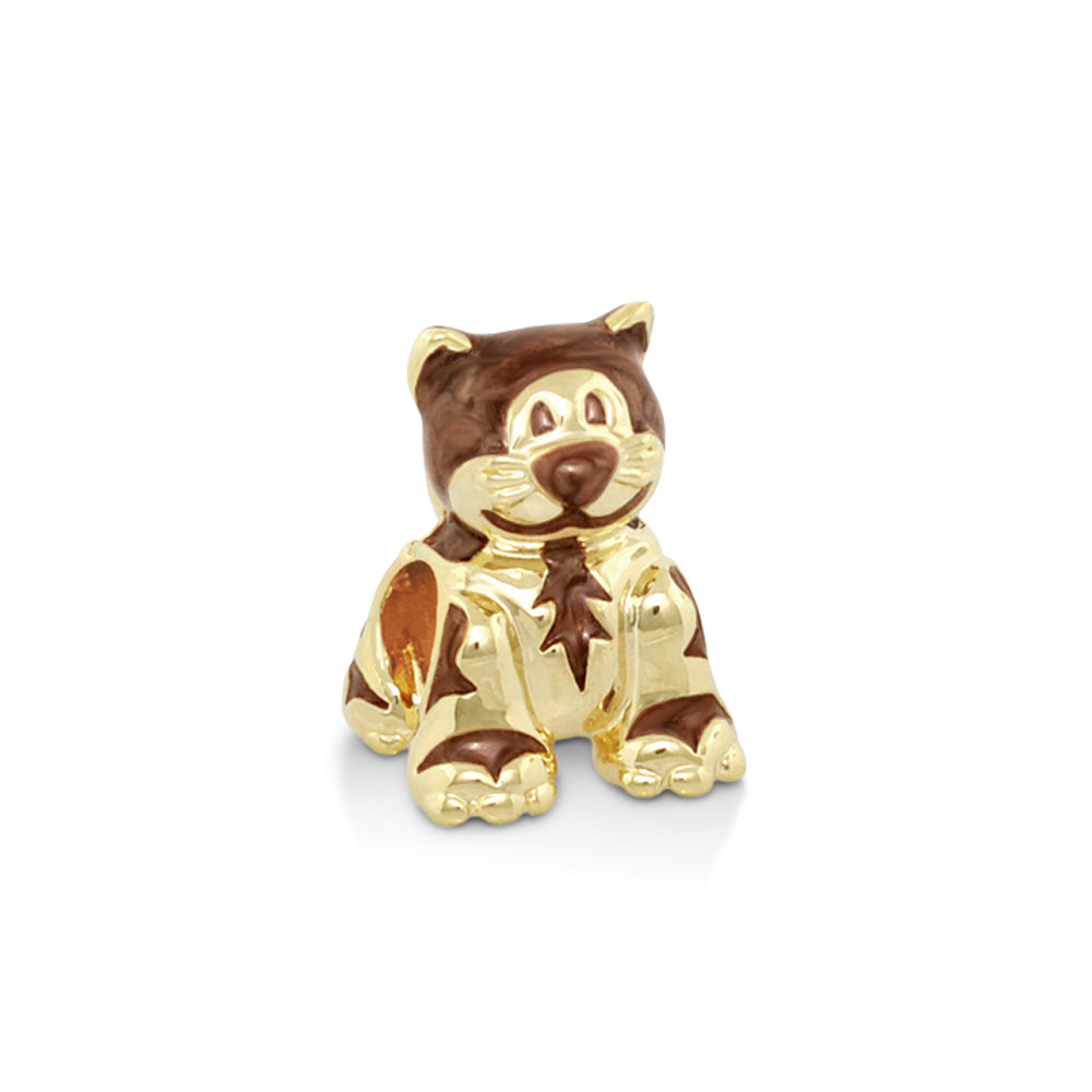 Gabriella Beads Cat charm bead, gold-tone with brown enamel, for Lauren G Adams bracelets on Tampa Home & Garden Store