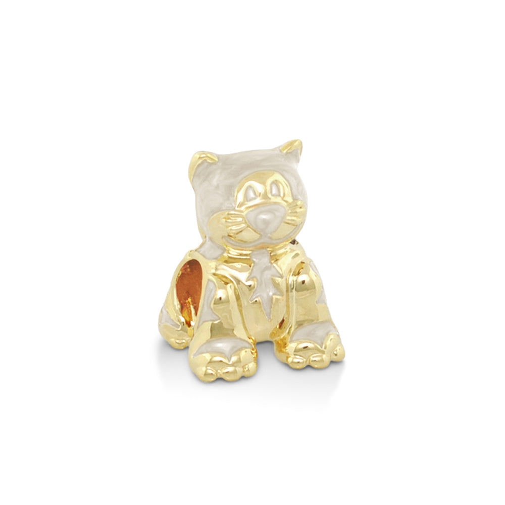 Gabriella Beads Cat bead charm, two-tone gold and silver metal, Lauren G Adams charms & pendants on Tampa Home & Garden Store