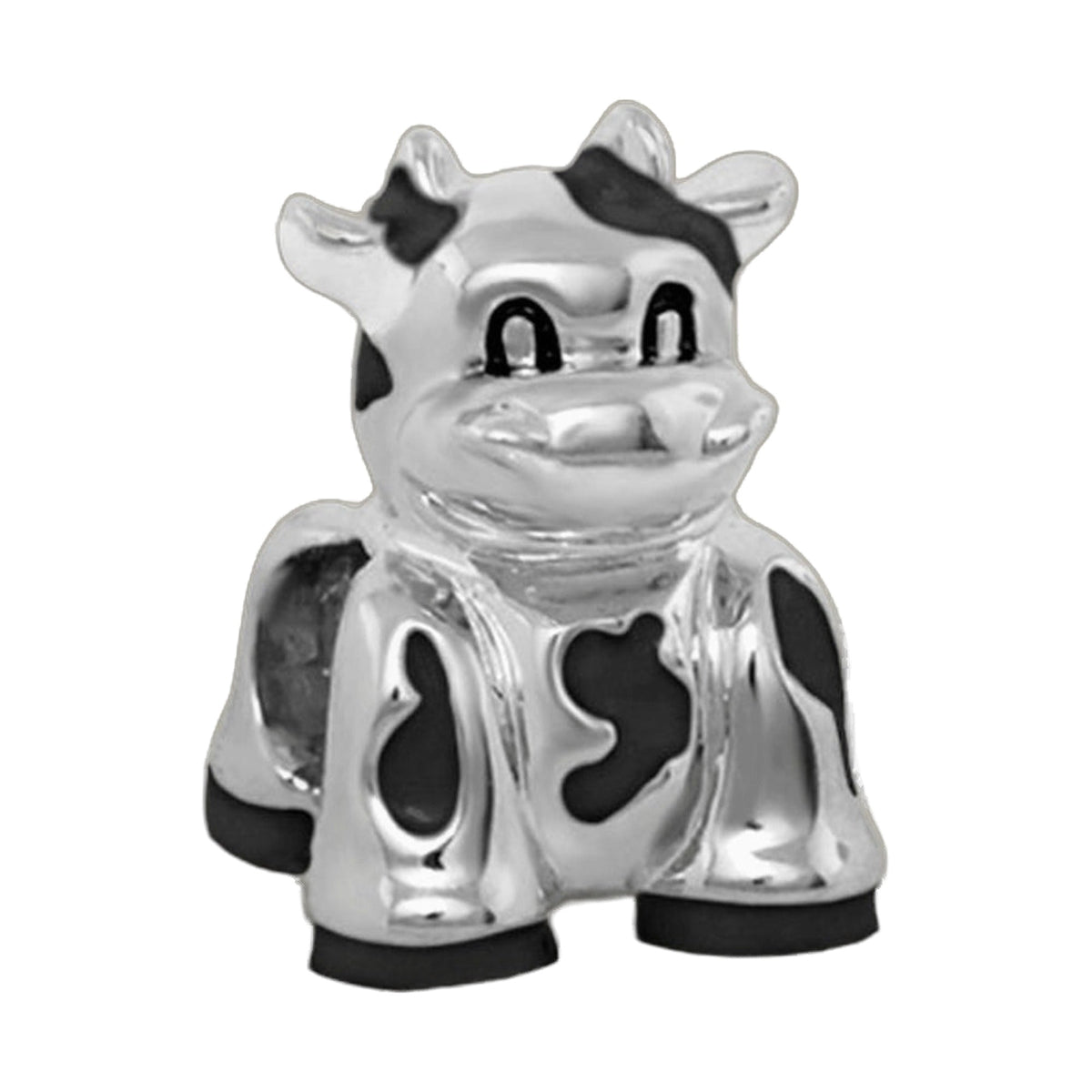 Gabriella Beads Cow charm, silver-tone metal with black enamel spots, Lauren G Adams on Tampa Home & Garden Store