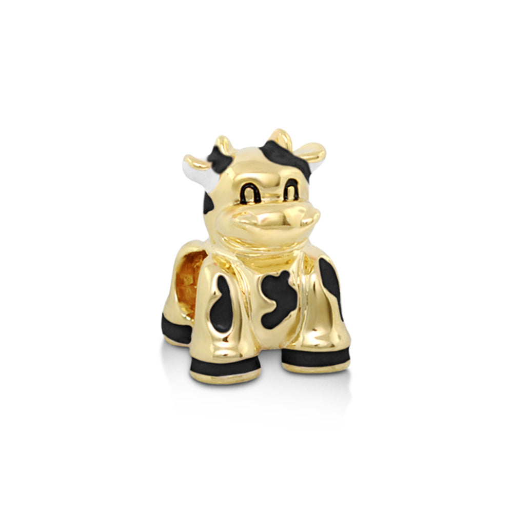 Gabriella Beads Cow charm gold-tone with black enamel spots Lauren G Adams Charms and Pendants on Tampa Home & Garden Store