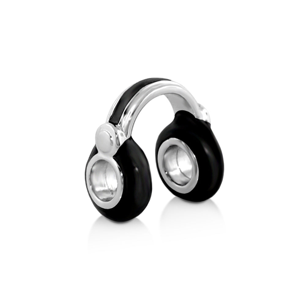 Gabriella Beads Headphones charm, black and silver metal, Lauren G Adams, Charms & Pendants on Tampa Home & Garden Store