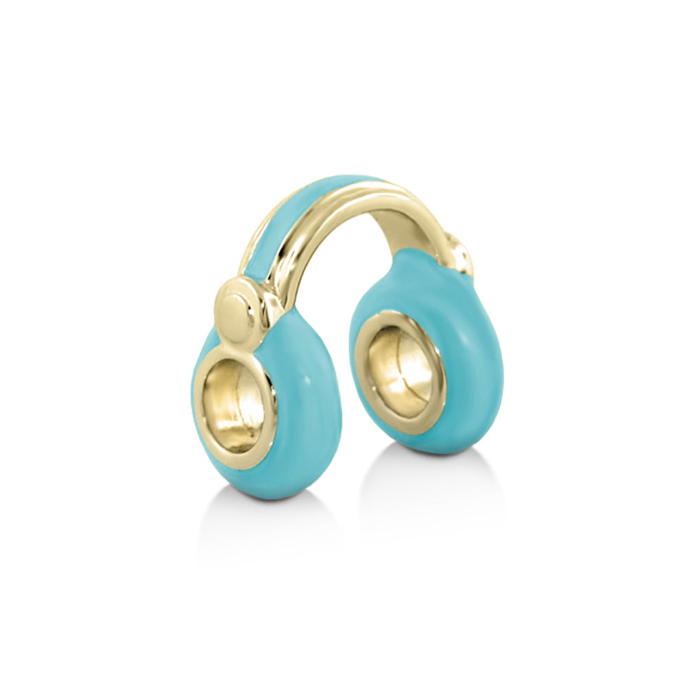 Gabriella Beads Headphones charm pair in turquoise enamel with gold-tone accents on Tampa Home & Garden Store