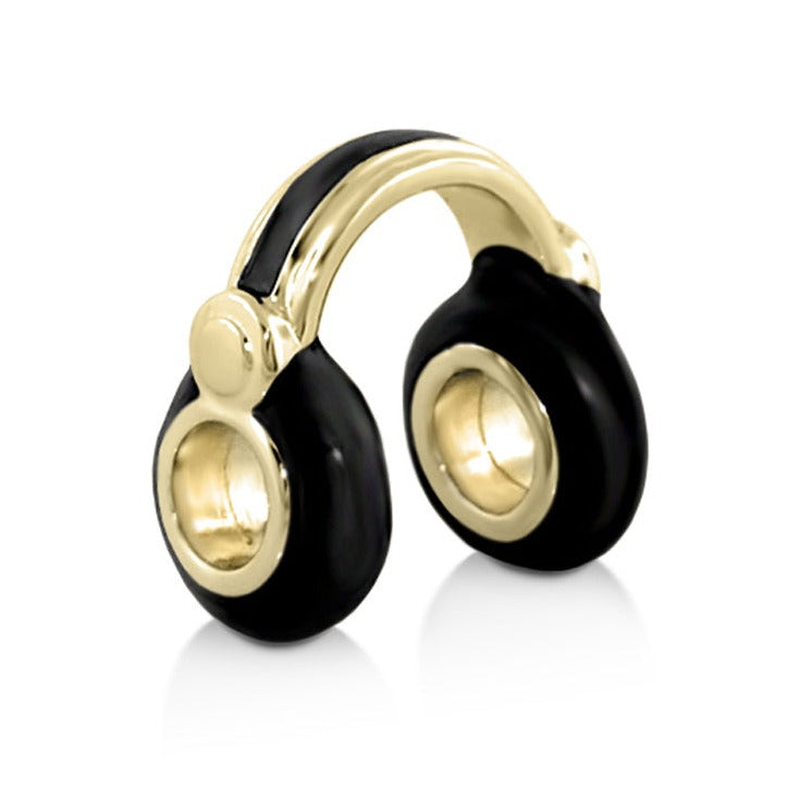 Gabriella Beads Headphones charm gold with black enamel, Lauren G Adams Charms Pendants on Tampa Home & Garden Store