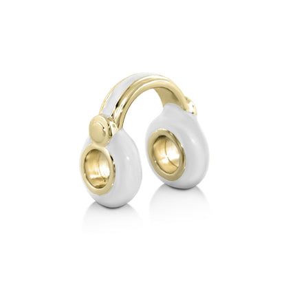 Gabriella Beads Headphones charm pendant gold-tone with white enamel Lauren G Adams Collections on Tampa Home & Garden Store