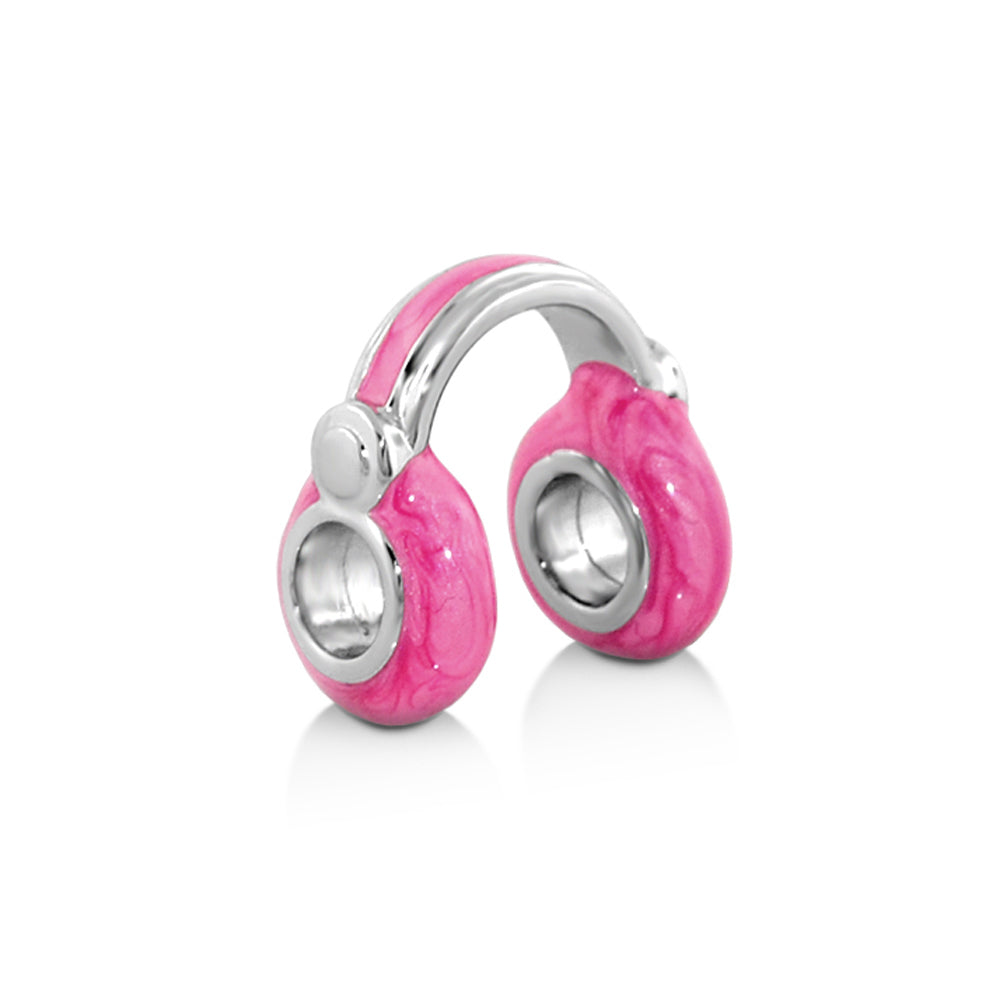 Gabriella Beads Headphones charm, pink enamel on silver-tone metal, Lauren G Adams on Tampa Home & Garden Store