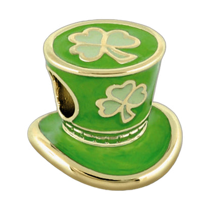 Gabriella Beads Lucky Hat charm pendant, green enamel with gold trim shamrock, Lauren G Adams on Tampa Home & Garden Store