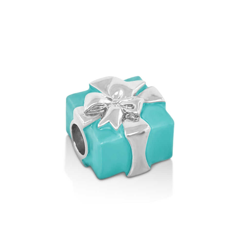 Gabriella Beads Present charm turquoise gift with silver bow by Lauren G Adams on Tampa Home & Garden Store