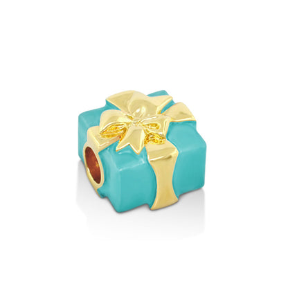 Gabriella Beads Present charm turquoise gift box with gold bow by Lauren G Adams on Tampa Home & Garden Store