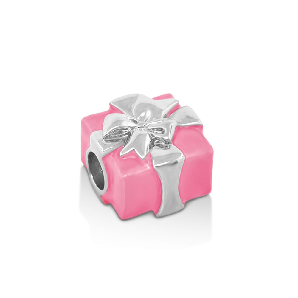 Gabriella Beads Present charm bead pink gift box with silver bow by Lauren G Adams on Tampa Home & Garden Store