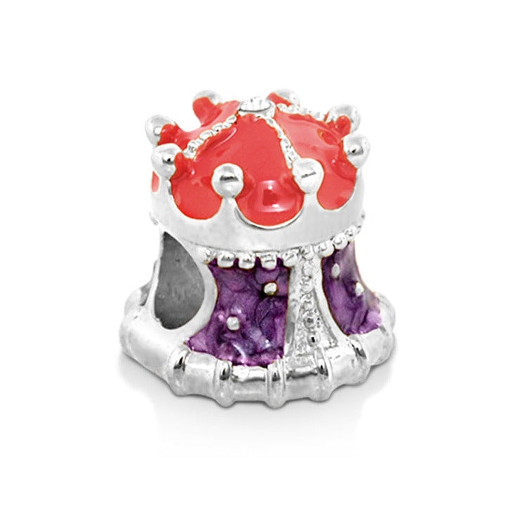 Gabriella Beads Crown charm bead in silver with red crown and purple interior by Lauren G Adams on Tampa Home & Garden Store