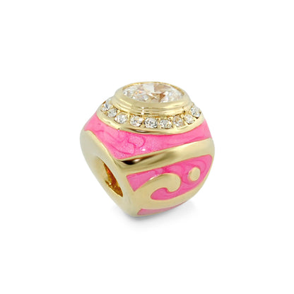 Gabriella Beads cocktail bead pink enamel with gold-tone band and crystal pave crown on Tampa Home & Garden Store