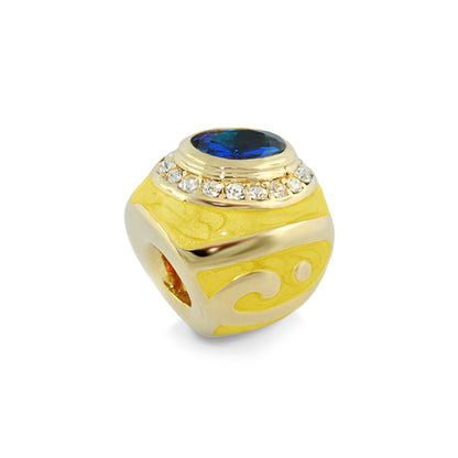 Gabriella Beads Cocktail Style Bead by Lauren G Adams gold-tone charm with blue cabochon on Tampa Home & Garden Store